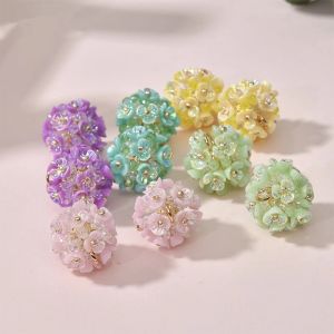 Charmes Min Ordre 6pcs / Lot AB Color Imprimer Fleurs Décoration Decoration Rounds Hortensea Balls Charmes DIY BROPES EORTRE / ACCESSOIR