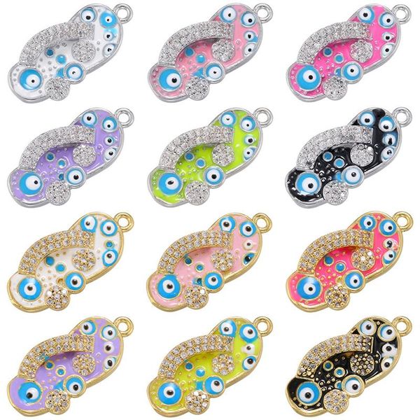 Dijes Mini zapatillas de playa colgante de cristal esmaltado para mujer pendientes hechos a mano accesorios de joyería que hacen hallazgos VD1127CharmsCharms