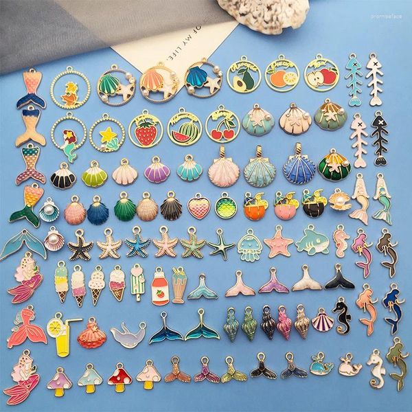Charms Mix 100 Stück Bulk Emaille Muschel Meerjungfrau Ozean Kollektion Charm für DIY Ohrring Armband Halskette HandmadeJewelry Herstellung Zubehör
