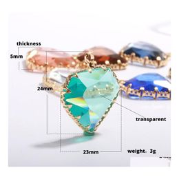 Charms Meng kleuren Diy Heart Crystal Facetted Bungles voor kettingarmband transparante glazen hangers sieraden accessoires Drop dhvxf