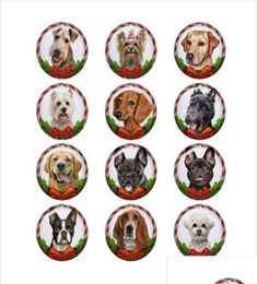 Charmes en verre mélangé chien de Noël chien pour bricolage 18 mm bouton bouton bracelet collier bijoux livraison de gouttes 2022 Composants Résultats2411480