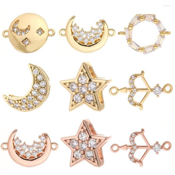 Breloques lune étoile connecteurs pour la fabrication de bijoux ange Eros flèche bricolage Bracelet collier breloque cuivre mosaïque CZ