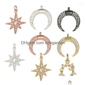 Charms Moon Star pour la fabrication de bijoux Fournitures Sun Gold Pendentif DIY Boucle d'oreille Collier Bracelet Accessoires Cuivre Drop Livraison Dhzfy