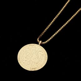 Charmes Musulman Versets Personnalisés Collier De Calligraphie Arabe Personnalisé En Acier Inoxydable Rond Islamique Pendentif Eid Cadeau Pour Les Femmes 231128