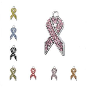 Charms My Shape Assortiment de ruban de sensibilisation au cancer, rose, rouge, bleu, jaune, rouge, or, vert, violet, ruban, 10 pièces, 231113