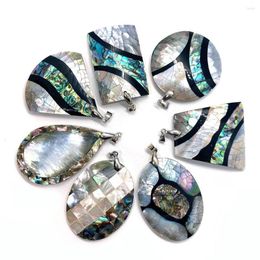 Charms Natural Abalone Shell Necklace Pendant Splicing Round Freshwater Moeder Parel Rechthoek Water Druppel Diy Sieraden