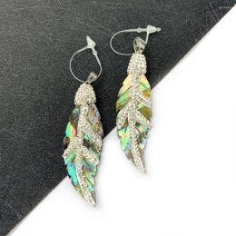 Charms Natural Abalone Shell Rhinestone Leaf hanger 17x54mm voor het maken van mode charme dames sieraden diy ketting oorbellen accessoires