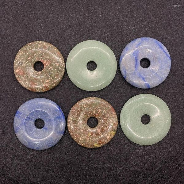 Dijes de cuentas de piedra de ágata Natural para mujer, crisantemo con agujero grande, exquisitos Donuts redondos para hacer joyería, collares DIY