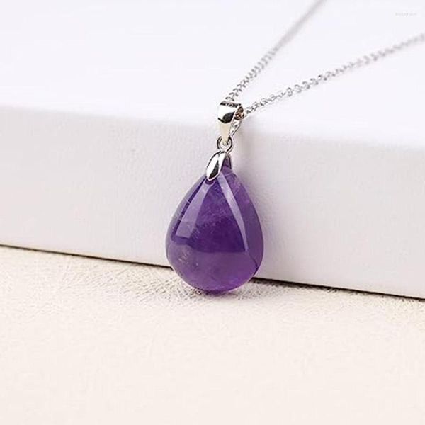 Dijes colgantes de lágrima de amatista Natural forma de gota de agua piedra preciosa de Chakra collar de cristal curativo fabricación de joyas para mujeres y niñas