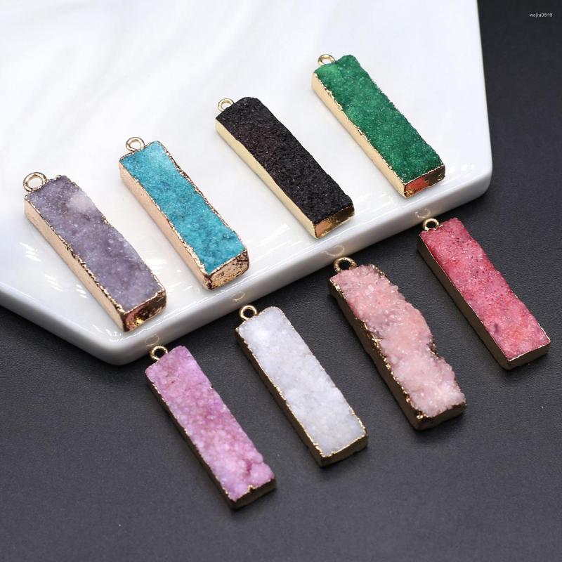 Charms Natural Charm Green Pink White Purple Crystal Sprouts Irregular Rectangle Pendant Jewelry Making Accessories Gift 10x38mm