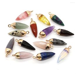 Encantos Gema Natural Péndulo Curativo Faceta Puntiaguda Colgante Amatista Ojo de Tigre Cristal Cuarzo Péndulos DIY Collar Cono Hacer Joyería Regalo