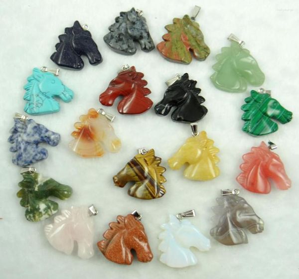 Charms Naturel Pierre Gemme Quartz Cristal Turquoises Opale Lapis Oeil De Tigre Tête De Cheval Pendentif Pour La Fabrication De Bijoux Diy Collier Accessoires