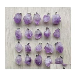 Charms Natural Irregar Shape Purple Amethyst Druzy Stone Pendants for Necklace Accessoires Sieraden Maken Drop Delivery Bevindingen Comp DHQ6W