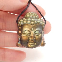 Breloques naturel Labradorite bouddha sculpture pendentif Flashy 231202