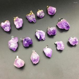 Dijes de cristal púrpura Natural, piedra Original, colgante de lavanda Irregular para amuletos, fabricación de joyas, accesorios de collar de individualidad DIY