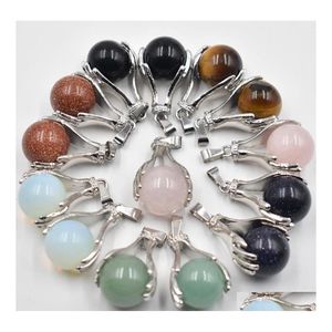 Charms Natural Quartz Stone Crystal Pendant Hand Hold Round Bead kettingen Hangers Yoga Reiki Chakra Healing Women Men Sieraden Drop Dhfyc