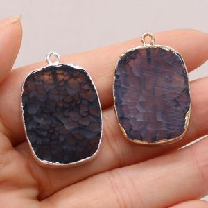 Charms Natural Romantic Purple Stone Gem Gold-Patived Silver Rim Pendant Handgemaakte DIY Ketting Oorbellen Juwelieraccessoires Geschenk maken