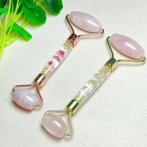 Charms Natural Rose Quartz Jade Roller Massager voor gezicht schoonheid huidverzorging oogmassage instrument cosmetica slanke lift 1 stks