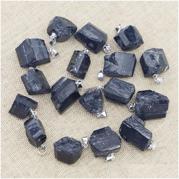 Charms Natural Rough Minerai Stone Black Tourmaline Irregar Pendentifs Repair Diy Jewelry Making Accessories Wholesale Drop Delivery Findi Dh7Qt