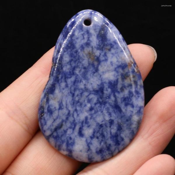 Breloques pierre semi-précieuse naturelle fleur irrégulière en forme d'oeuf point blanc bleu perles perforées bijoux à bricoler soi-même faisant collier accessoires
