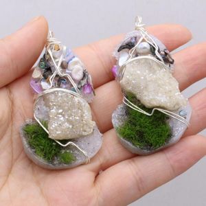 Charms Natural Semi-Impecious Stone Pearl Pendant Resin Silver Draad voor doe-het-zelf sieraden maken ketting oorbel armband handmadecharms
