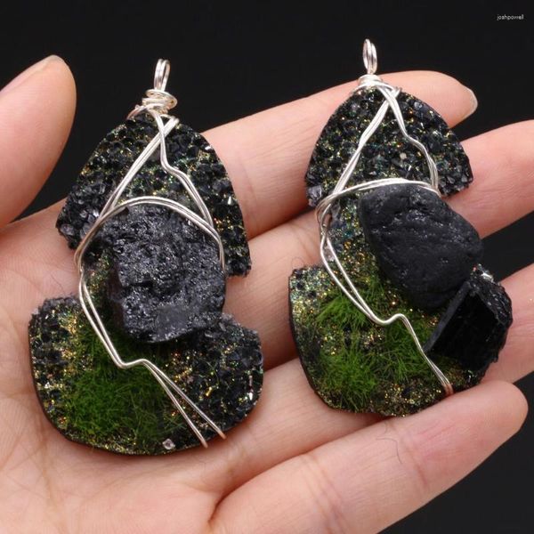 Dijes de piedra semipreciosa Natural, colgante de perla, alambre de plata de resina para hacer joyería DIY, collar, pendientes, pulsera hecha a mano