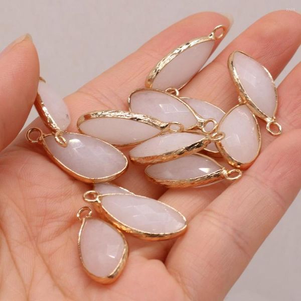 Dijes colgantes de piedras semipreciosas naturales Jade blanco para hacer joyería DIY accesorios hechos a mano