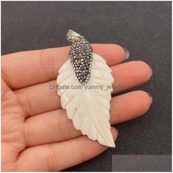 Charms Naturel Shell Pendentif DIY Collier Bijoux Fabrication Feuille Forme Strass D'eau Douce Designer En Gros Drop Livraison Conclusions Co Dhbcj