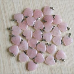 Charms Natural Stone 20mm hartvorm Rose Quartz Hangers ChakraS Gem Fit oorbellen Ketting Makingen Assorteerde drop -levering J Dhgarden Dhueq