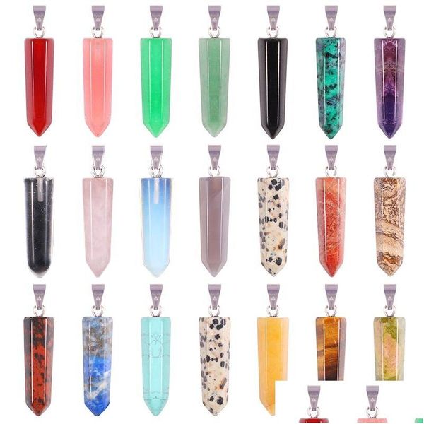 Charmes Pierre Naturelle Agates Pendentifs Hexagonaux Guérison Cristal Pendule Collier Fabrication Accessoires En Gros Drop Delivery Bijoux Fi Dh3Og