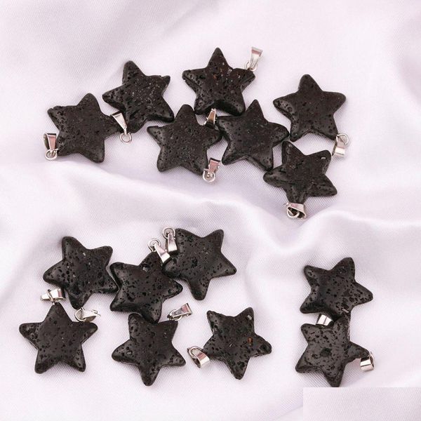 Charmes Pierre naturelle Black Lava Star Charms Aromathérapie Huile Essentielle Par Diffuseur Pendentif Pour DIY Collier Drop Livraison J Dhgarden Dhoag