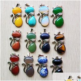 Charms Pendants de forme de chat en pierre naturelle pour les bijoux de bricolage Fabriquant en gros de la livraison de chute Composants DH2CV