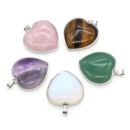 Charms Natural Stone Chakela Heart Seven ChakraS Reiki Healing Chakra Rose Quartz Crystal Pendant for Necklace Jewelry Makin Dhgarden DHXGV