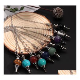 Charms Natural Stone Crystal Pendant Red Agates Pendum Circar Kegel Divinatie Amet Choker Sieraden Accessoires voor unisex Drop Dhyju