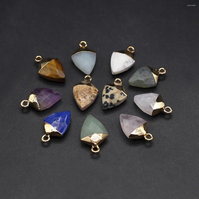 Breloques en pierre naturelle, pendentifs en cristal, améthystes, œil de tigre, Quartz Rose, Triangle, Bracelets, collier, fabrication de bijoux