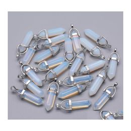 Charms Natural Stone Crystal Pillar Opal Rose Quartz Chakra Hangers voor sieraden maken doe -het -zelf ketting oorbellen drop levering bevindingen dhwpi