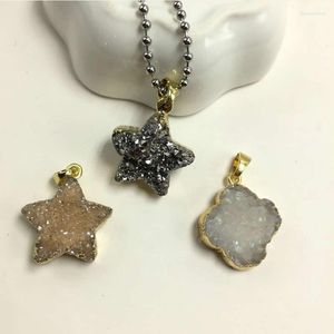 Charmes pierre naturelle cristal Quartz étoile de mer trèfle à quatre feuilles pendentif pour la fabrication de bijoux joyeux noël cadeau 1 pièces