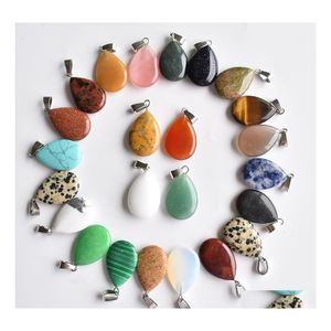 Charms Natural Stone Drop Tigers Eye Rose Quartz Opal Hanger Turquoise Hangers ChakraS Gem Fit oorbellen Ketting Levering J DHVS4