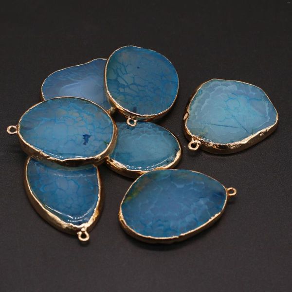 Charmes pierre naturelle irrégulière rayure bleue Agate pendentifs pour la fabrication de bijoux fournitures collier à faire soi-même accessoires taille 25x40mm