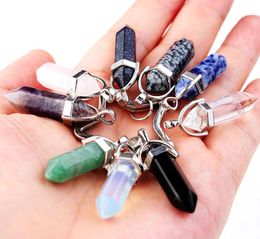 Charms Natuursteen Sleutelhanger Sleutelhanger Fashion Car Keyhouder Handtas Hangt Boho Sieraden voor Mannen Vrouwen