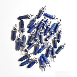 Charms Pierre Naturelle Lapis Lazi Forme Point Chakra Pendentifs Pour Bijoux Collier Boucles D'oreilles Faire Drop Livraison Résultats Composants Dhqyb