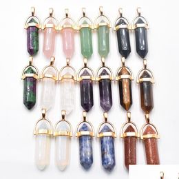 Charmes Pierre Naturelle Mixte Hexagonal Guérison Reiki Point Pendentifs Pour La Fabrication De Bijoux Drop Delivery Résultats Composants Dhau8