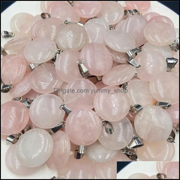 Encantos Piedra natural Oblaten Ópalo Cuarzo Ojo de tigre Turquesa Colgantes de cristal Gema transparente Collar en forma Fabricación Surtido Entrega de gota Dhdgs