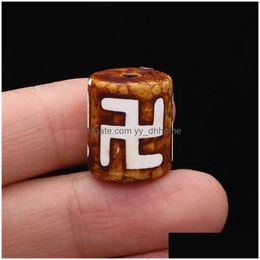 Charms Natural Stone Pendant Brown Cylindric Dzi Perle Reiki Heal Agates pour les bijoux Bracelet de collier DIY ACCESSOIRES MAISONS DHQ6P