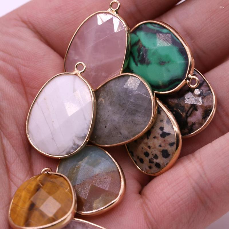 Charms Natural Stone Pendant Egg Shaped Semi-precious Exquisite Charm For Jewelry Making DIY Necklace Bracelet Earrings Accessory