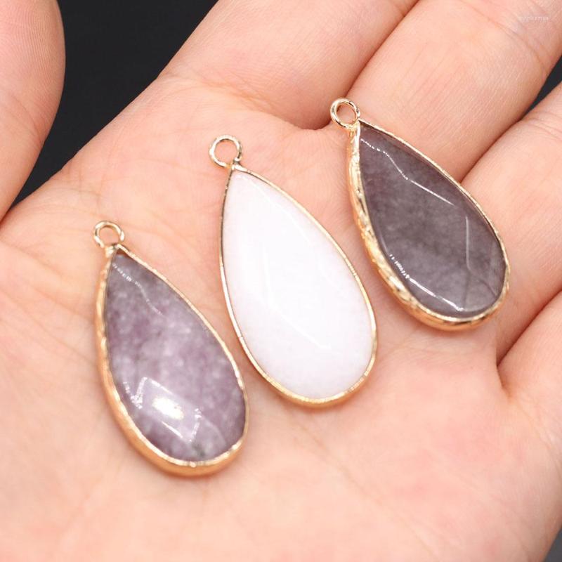 Charms Natural Stone hanger gefacetteerde waterdruppel vorm charme voor sieraden maken diy armband oorbellen ketting accessoires maat 16x35mm