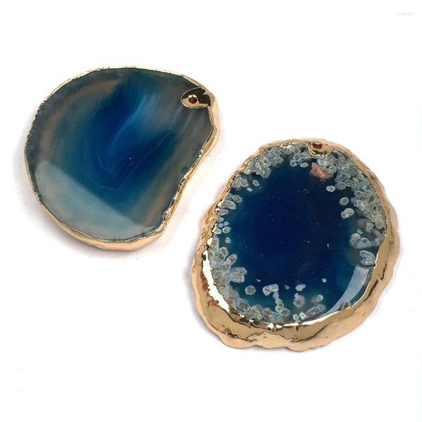 Breloques pendentif en pierre naturelle, bordure irrégulière en Agate bleue, exquise pour la fabrication de bijoux, accessoires de bracelet, collier, boucle d'oreille