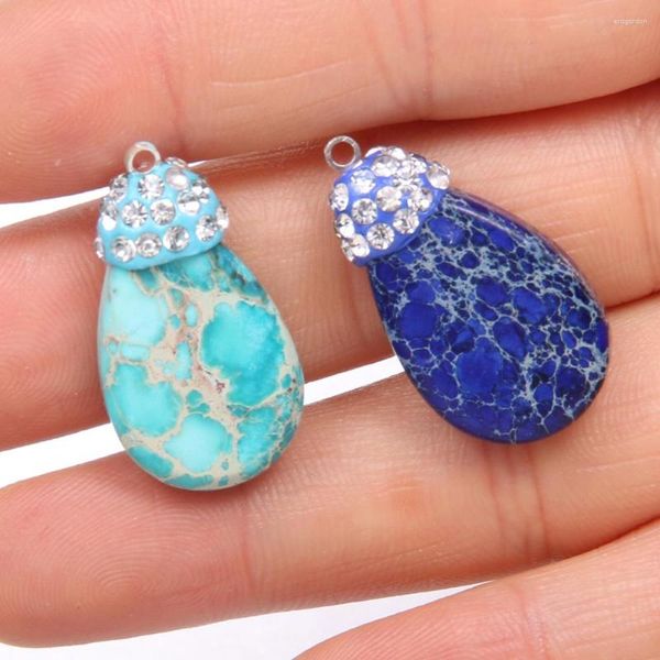 Dijes de piedra Natural, colgante en forma de gota de agua, conjunto Imperial de diamantes para fabricación de joyería, accesorios para collar y pulsera DIY