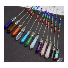 Charms Natural Stone Pendum 7 Color Chakra Chain for Divination Crystal Sieraden Charm Amet Healing Pendant Drop Delivery Bevindingen Com DHA4E