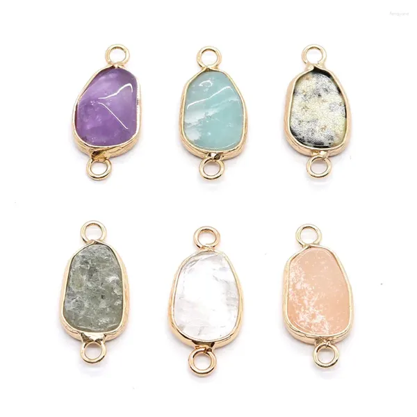 Dijes de piedra Natural Reiki, amatista, conector de doble agujero, colgantes para fabricación de joyería, collares DIY, pendientes, múltiples estilos